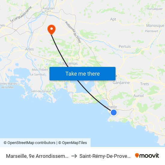 Marseille, 9e Arrondissement to Saint-Rémy-De-Provence map