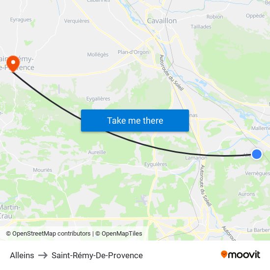 Alleins to Saint-Rémy-De-Provence map