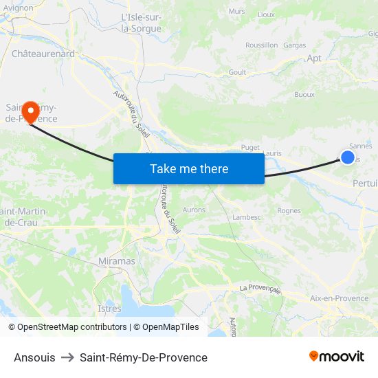 Ansouis to Saint-Rémy-De-Provence map