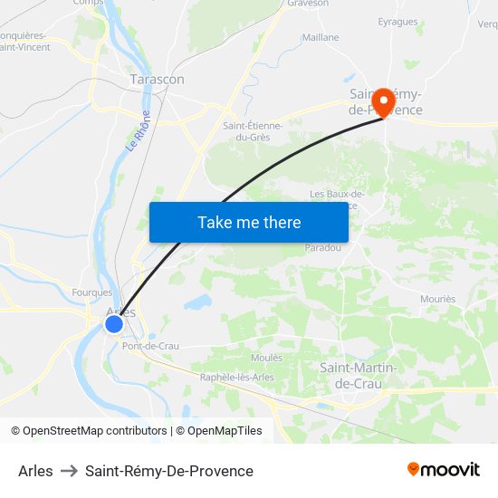 Arles to Saint-Rémy-De-Provence map