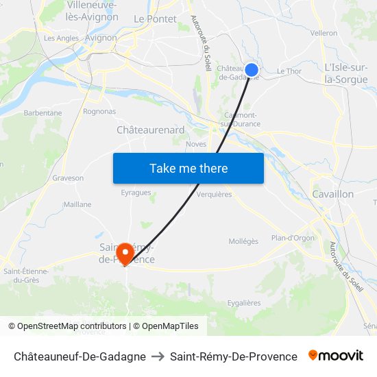 Châteauneuf-De-Gadagne to Saint-Rémy-De-Provence map