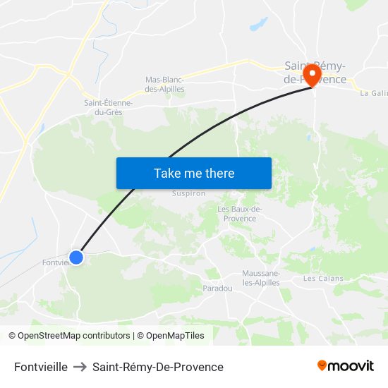 Fontvieille to Saint-Rémy-De-Provence map