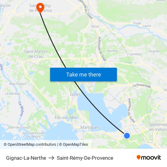 Gignac-La-Nerthe to Saint-Rémy-De-Provence map