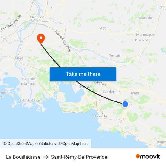 La Bouilladisse to Saint-Rémy-De-Provence map