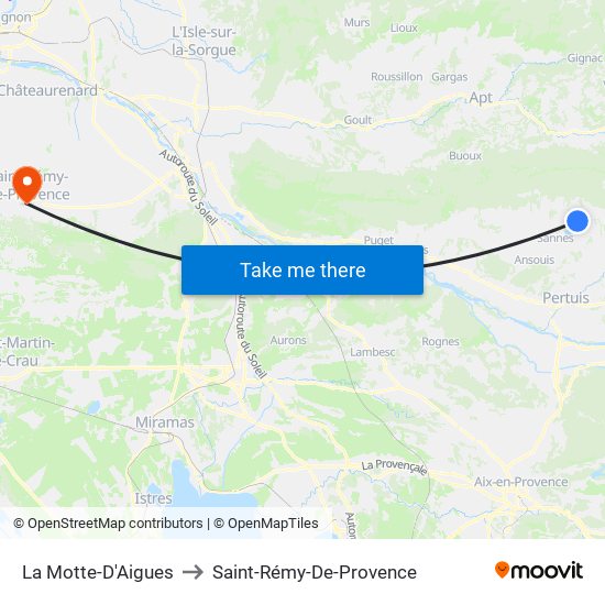 La Motte-D'Aigues to Saint-Rémy-De-Provence map