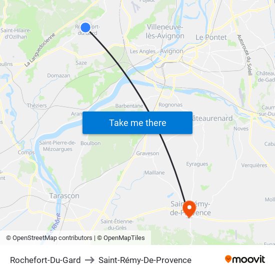 Rochefort-Du-Gard to Saint-Rémy-De-Provence map