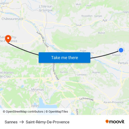Sannes to Saint-Rémy-De-Provence map