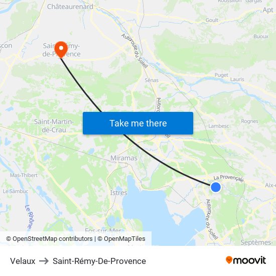 Velaux to Saint-Rémy-De-Provence map