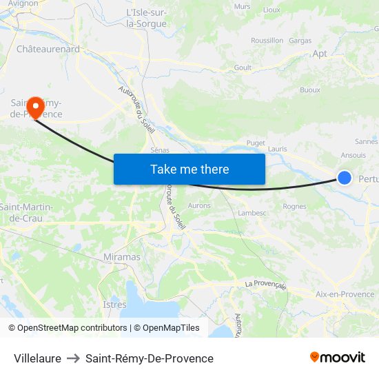 Villelaure to Saint-Rémy-De-Provence map