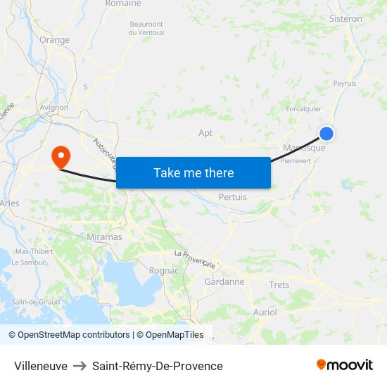 Villeneuve to Saint-Rémy-De-Provence map