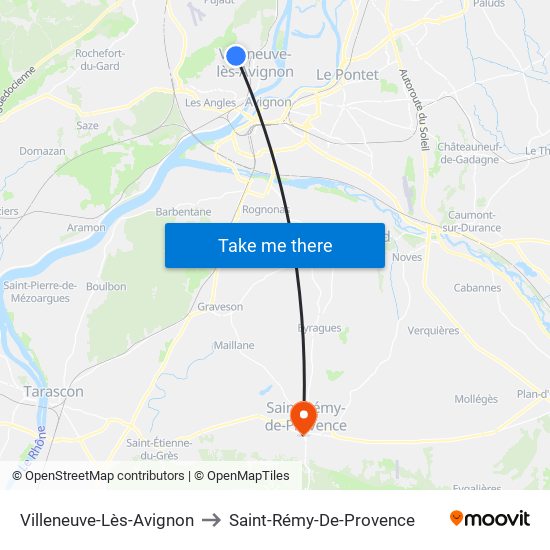 Villeneuve-Lès-Avignon to Saint-Rémy-De-Provence map