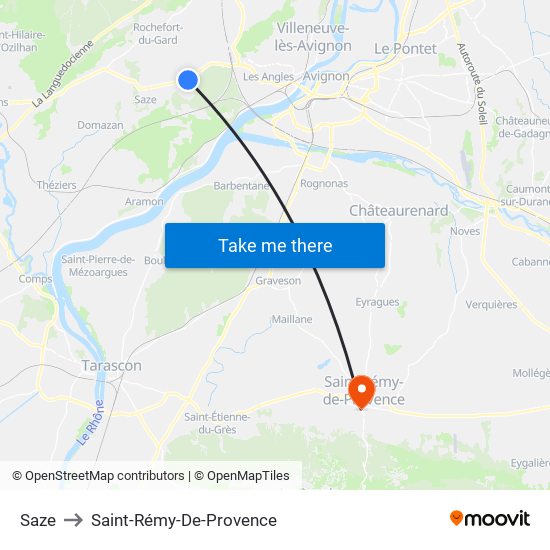 Saze to Saint-Rémy-De-Provence map