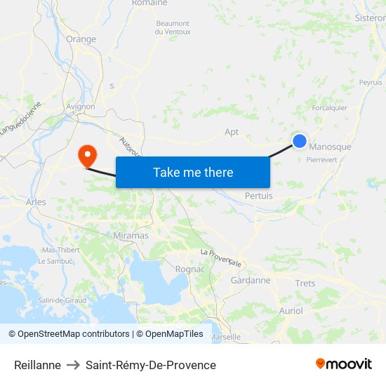 Reillanne to Saint-Rémy-De-Provence map