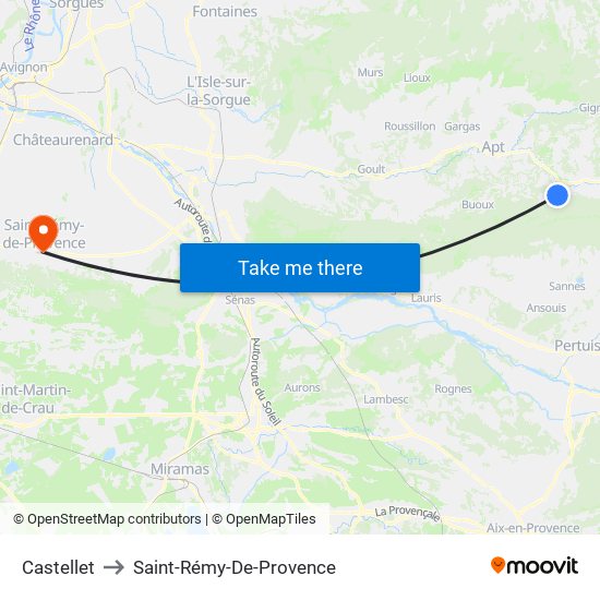 Castellet to Saint-Rémy-De-Provence map