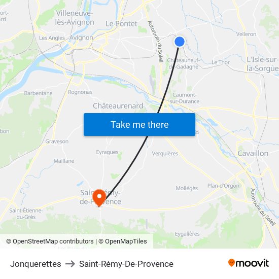 Jonquerettes to Saint-Rémy-De-Provence map