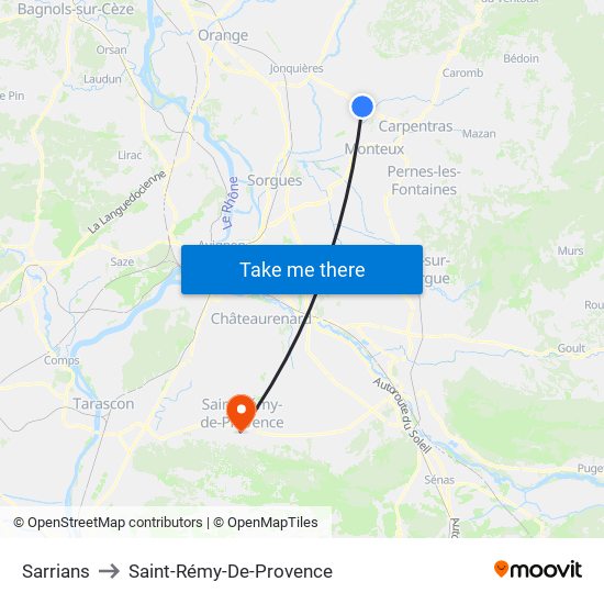 Sarrians to Saint-Rémy-De-Provence map