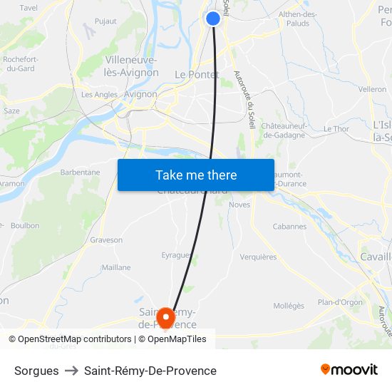 Sorgues to Saint-Rémy-De-Provence map