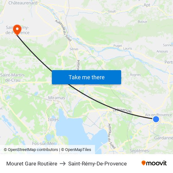 Mouret Gare Routière to Saint-Rémy-De-Provence map