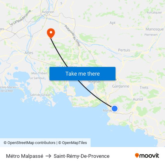 Métro Malpassé to Saint-Rémy-De-Provence map