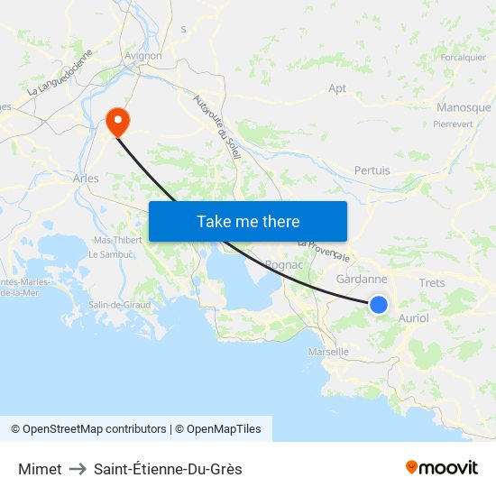 Mimet to Saint-Étienne-Du-Grès map