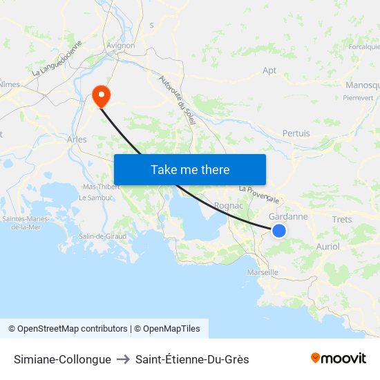Simiane-Collongue to Saint-Étienne-Du-Grès map