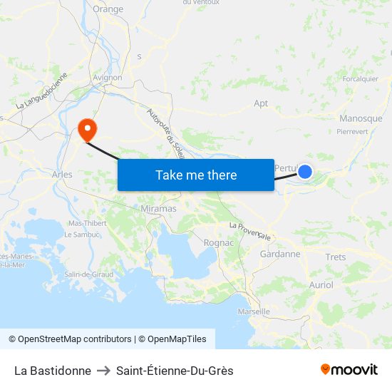 La Bastidonne to Saint-Étienne-Du-Grès map