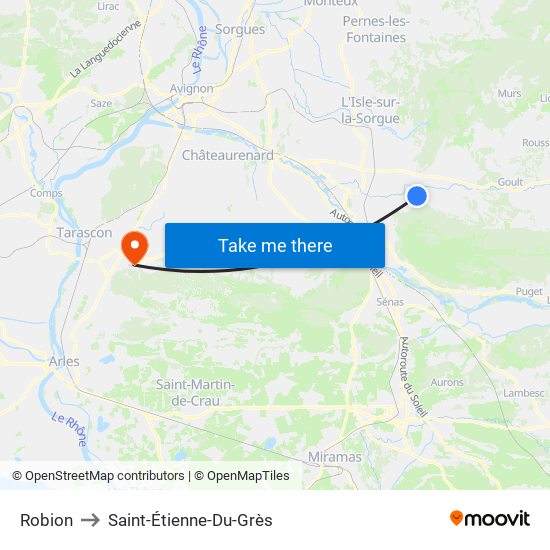 Robion to Saint-Étienne-Du-Grès map