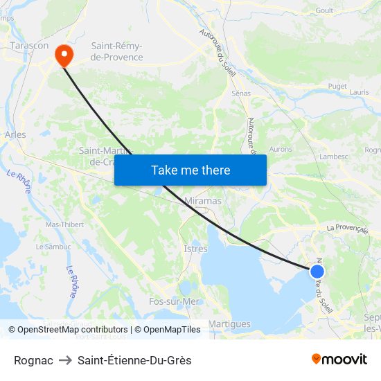 Rognac to Saint-Étienne-Du-Grès map