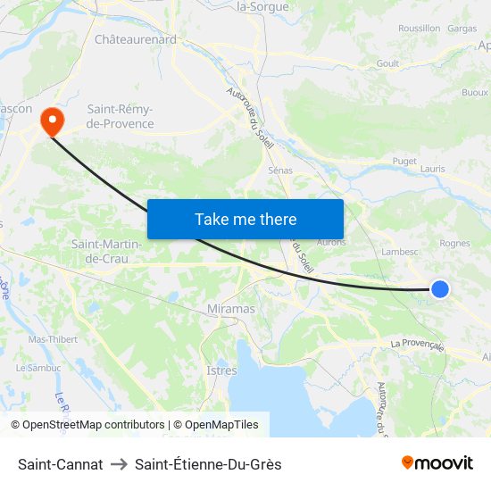 Saint-Cannat to Saint-Étienne-Du-Grès map