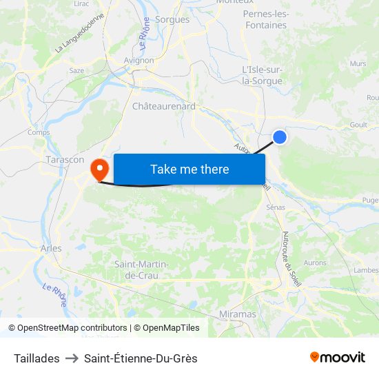 Taillades to Saint-Étienne-Du-Grès map