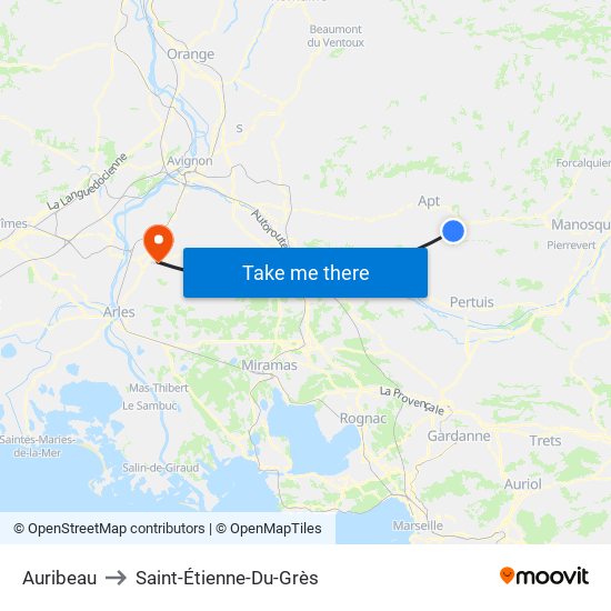 Auribeau to Saint-Étienne-Du-Grès map