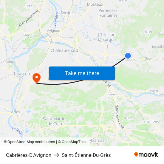 Cabrières-D'Avignon to Saint-Étienne-Du-Grès map