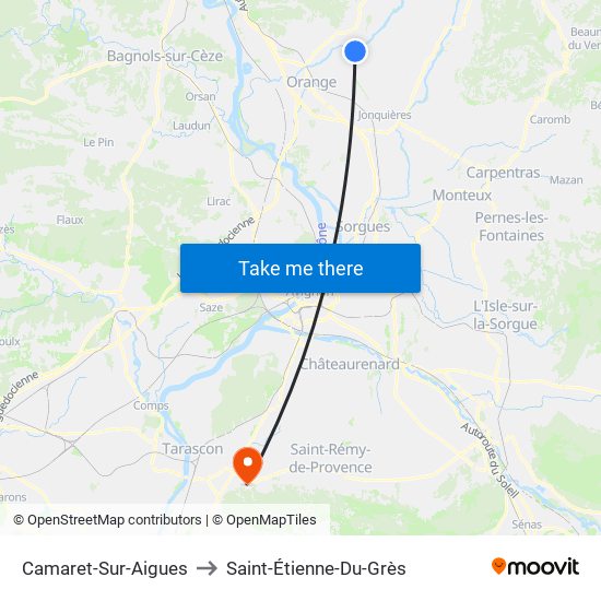 Camaret-Sur-Aigues to Saint-Étienne-Du-Grès map