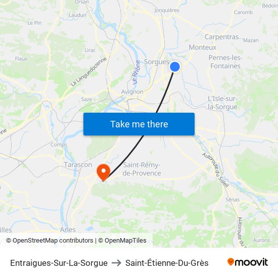 Entraigues-Sur-La-Sorgue to Saint-Étienne-Du-Grès map