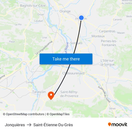 Jonquières to Saint-Étienne-Du-Grès map