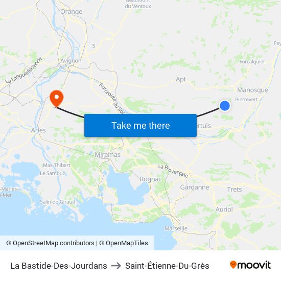 La Bastide-Des-Jourdans to Saint-Étienne-Du-Grès map