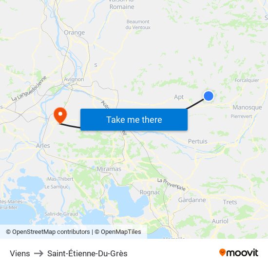 Viens to Saint-Étienne-Du-Grès map