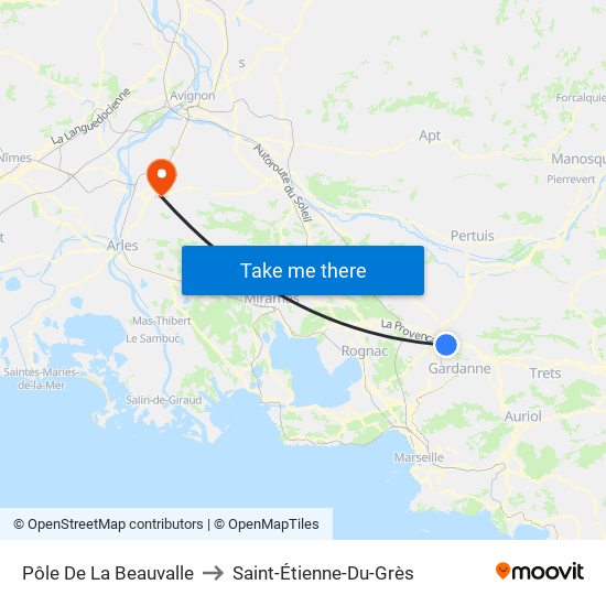 Pôle De La Beauvalle to Saint-Étienne-Du-Grès map