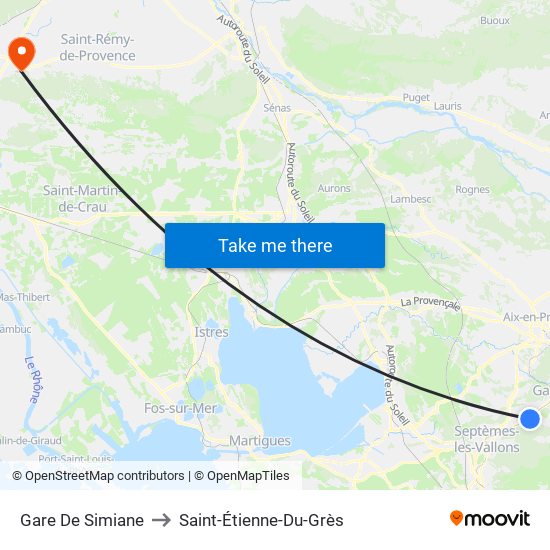 Gare De Simiane to Saint-Étienne-Du-Grès map