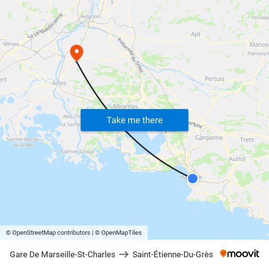 Gare De Marseille-St-Charles to Saint-Étienne-Du-Grès map