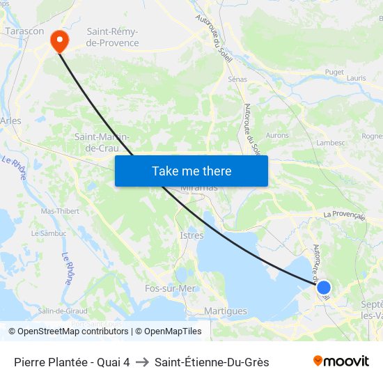 Pierre Plantée - Quai 4 to Saint-Étienne-Du-Grès map