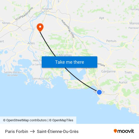 Paris Forbin to Saint-Étienne-Du-Grès map