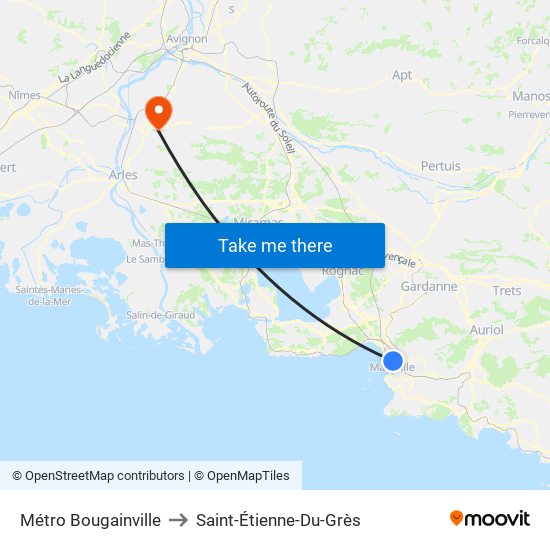 Métro Bougainville to Saint-Étienne-Du-Grès map