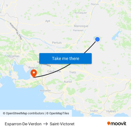 Esparron-De-Verdon to Saint-Victoret map