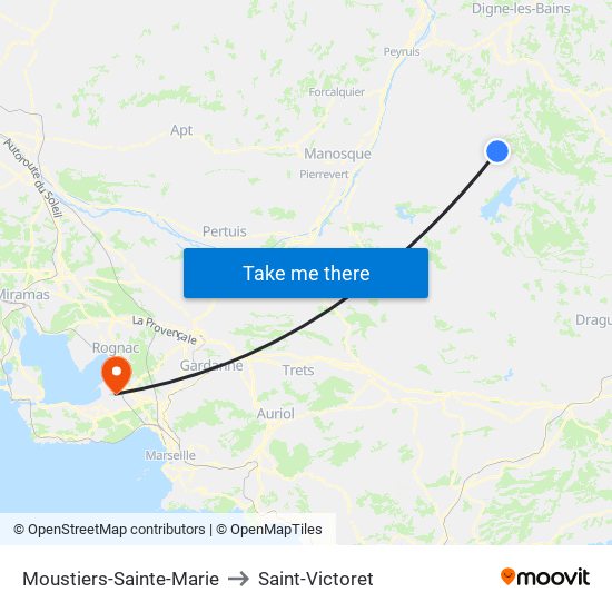 Moustiers-Sainte-Marie to Saint-Victoret map