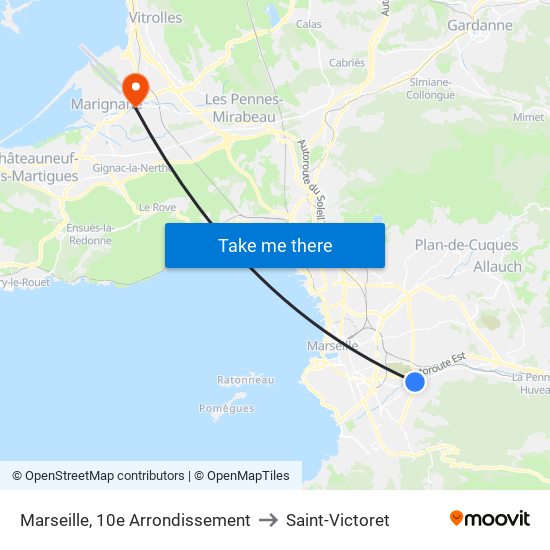 Marseille, 10e Arrondissement to Saint-Victoret map