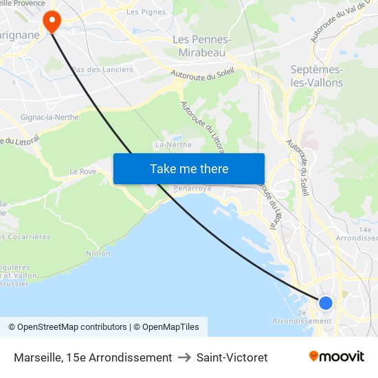 Marseille, 15e Arrondissement to Saint-Victoret map