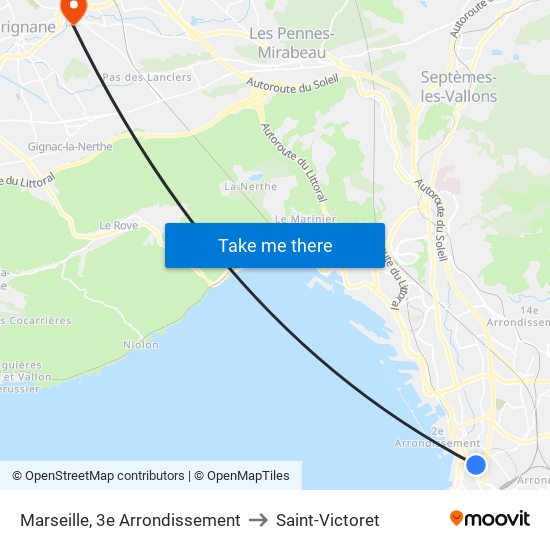 Marseille, 3e Arrondissement to Saint-Victoret map