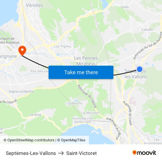 Septèmes-Les-Vallons to Saint-Victoret map