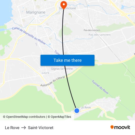 Le Rove to Saint-Victoret map